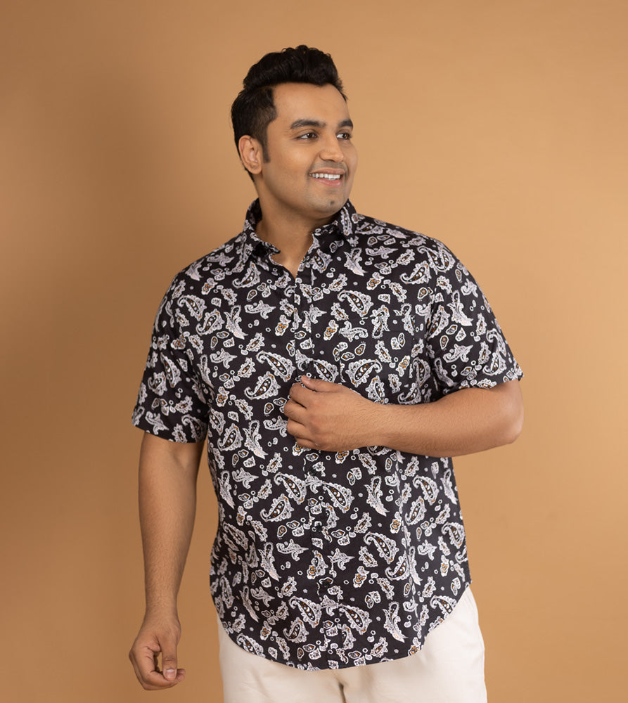 Plus Size Casual Shirt | 4XL - 10XL | 100% Cotton | Black