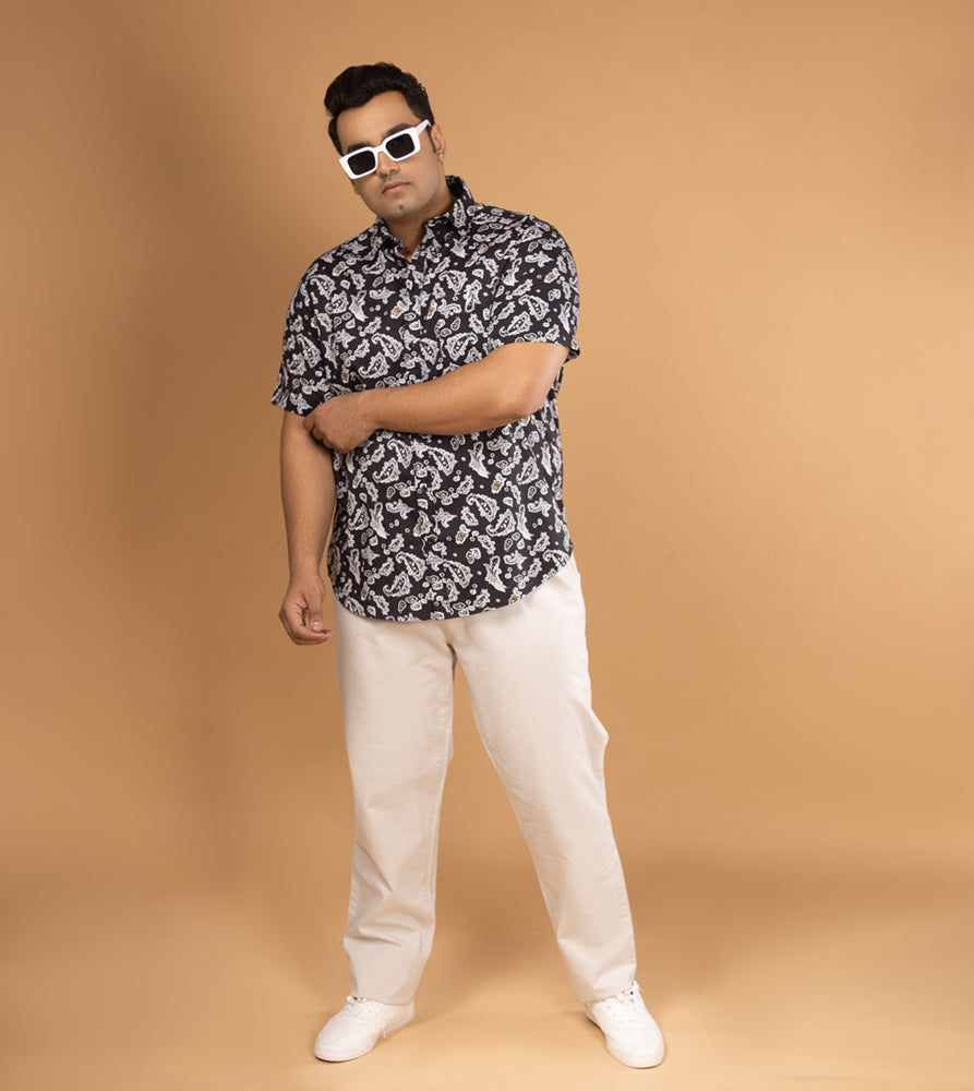 Plus Size Casual Shirt | 4XL - 10XL | 100% Cotton | Black