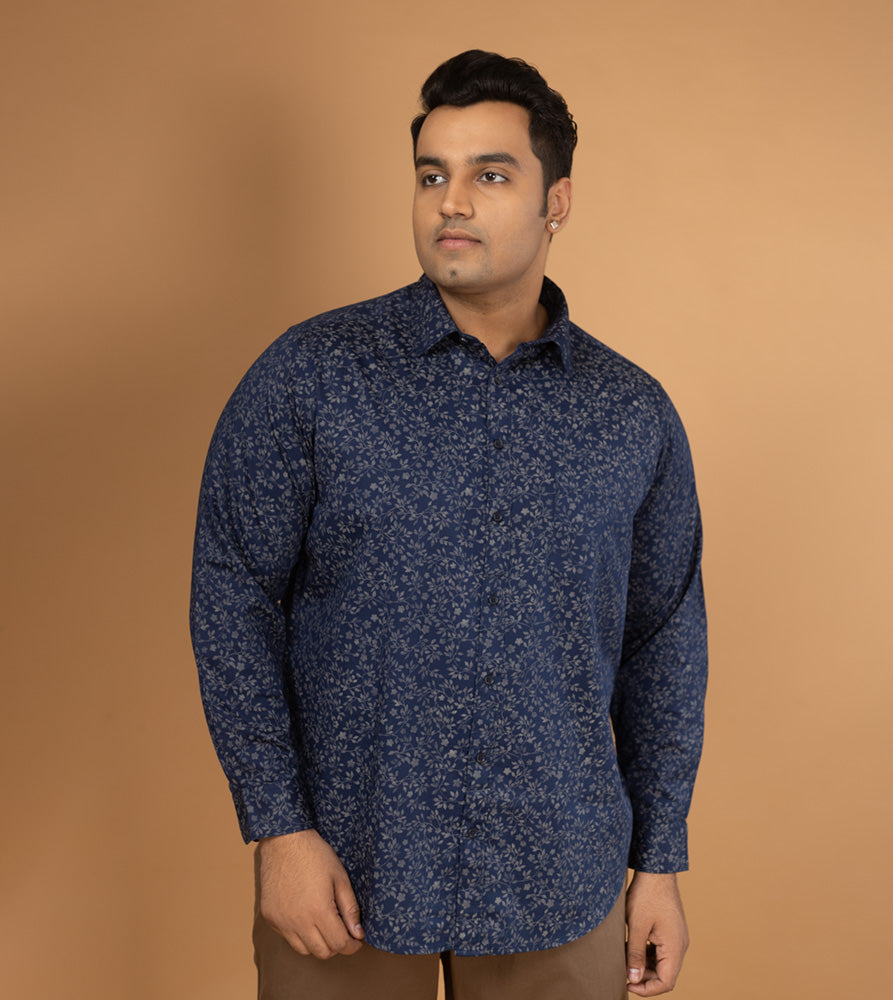 Plus Size Casual Shirt | 4XL - 10XL | 100% Cotton | Navy