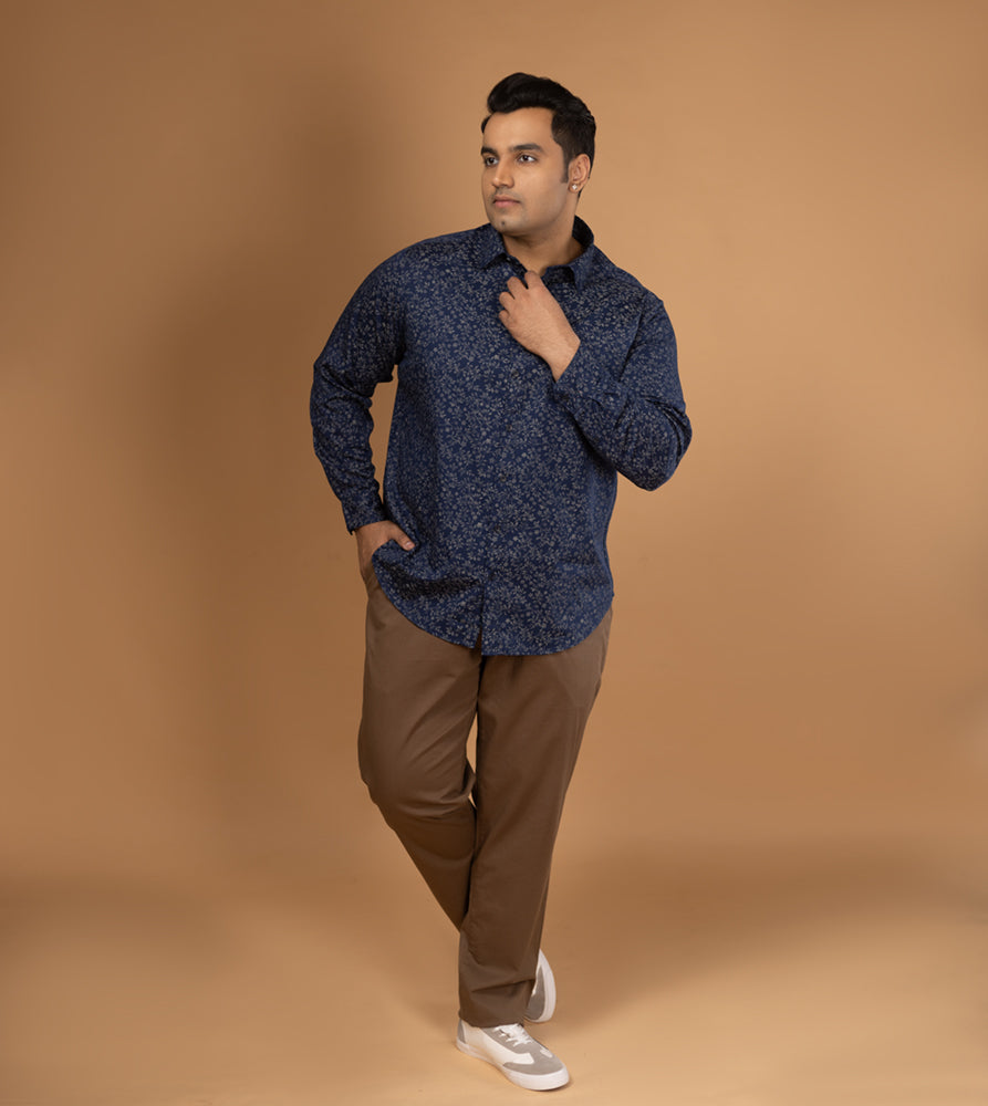 Plus Size Casual Shirt | 4XL - 10XL | 100% Cotton | Navy
