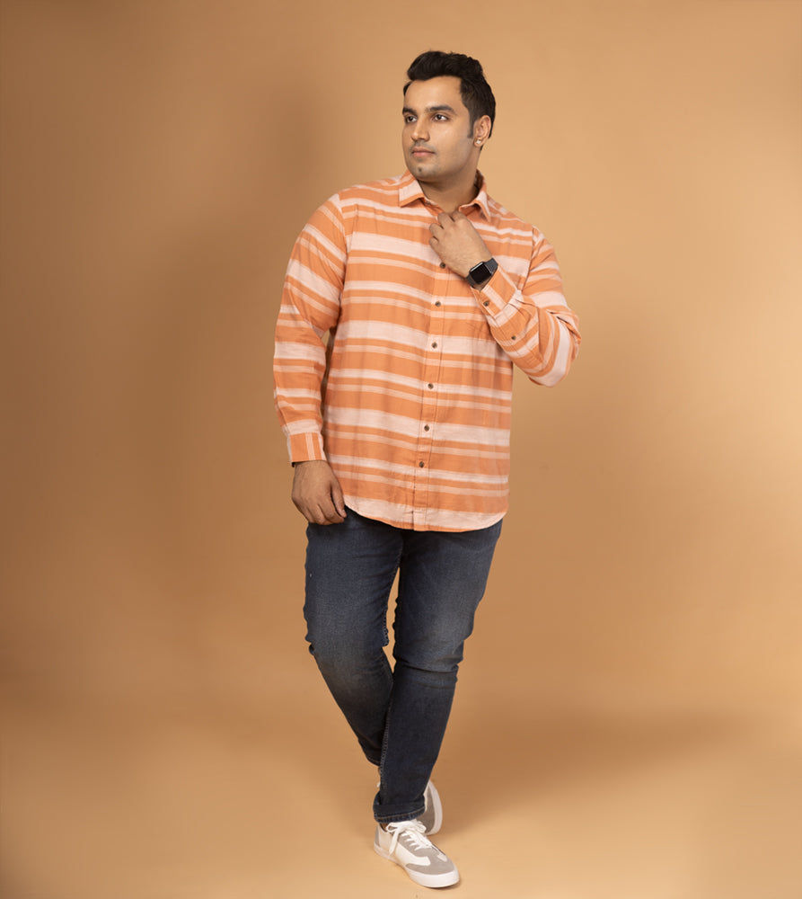 Plus Size Casual Shirt | 4XL - 10XL | 100% Cotton | Rust