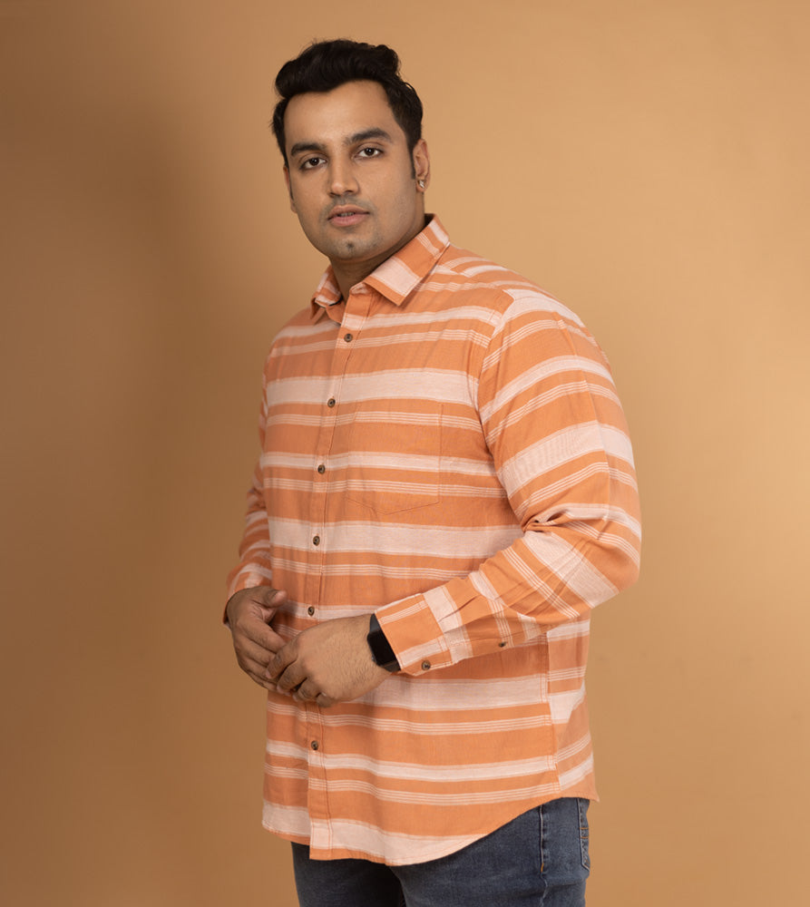 Plus Size Casual Shirt | 4XL - 10XL | 100% Cotton | Rust
