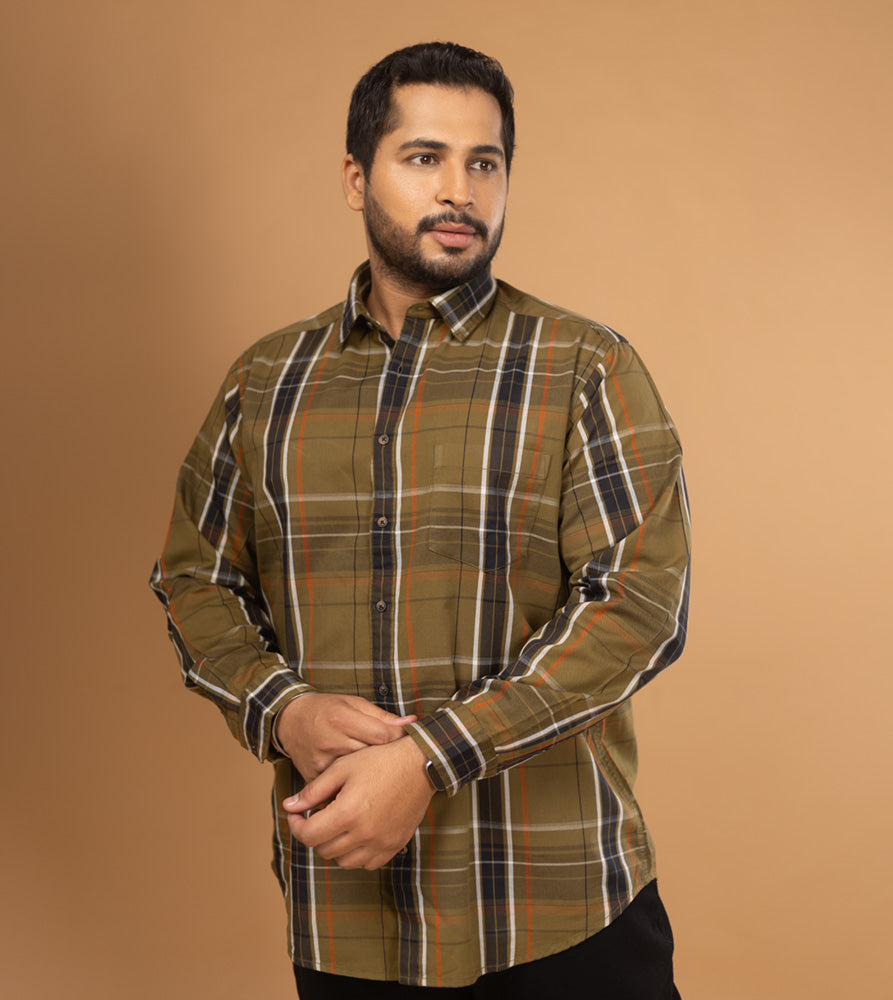 Plus Size Casual Shirt | 4XL - 10XL | 100% Cotton | Olive