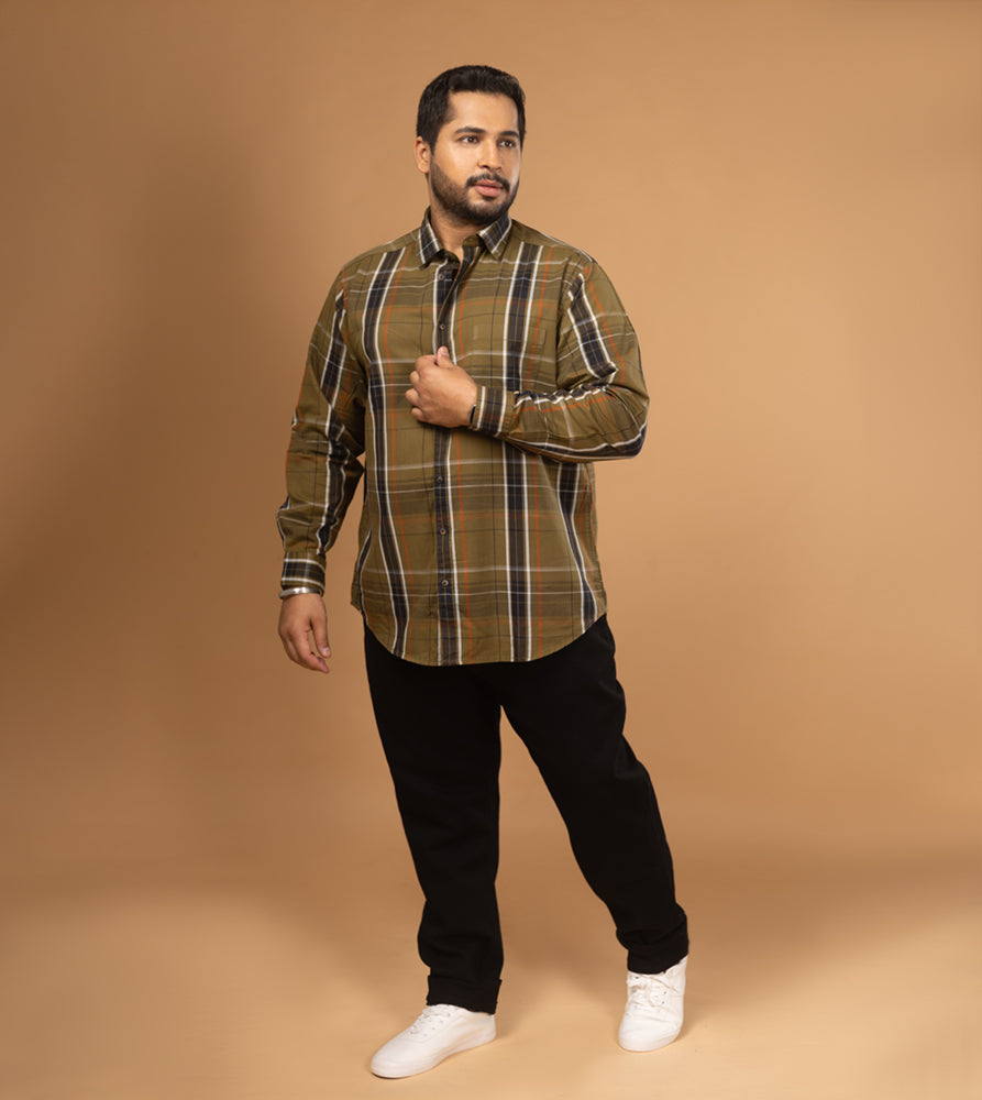 Plus Size Casual Shirt | 4XL - 10XL | 100% Cotton | Olive