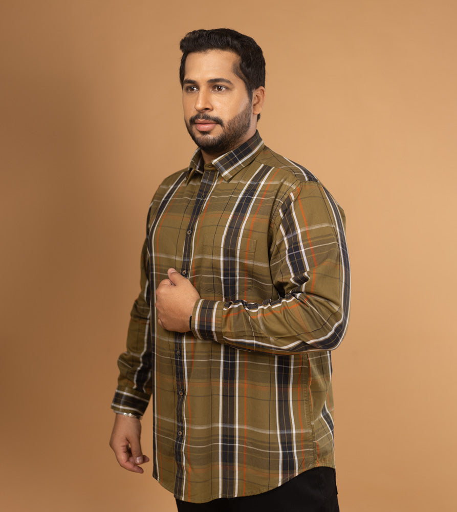 Plus Size Casual Shirt | 4XL - 10XL | 100% Cotton | Olive