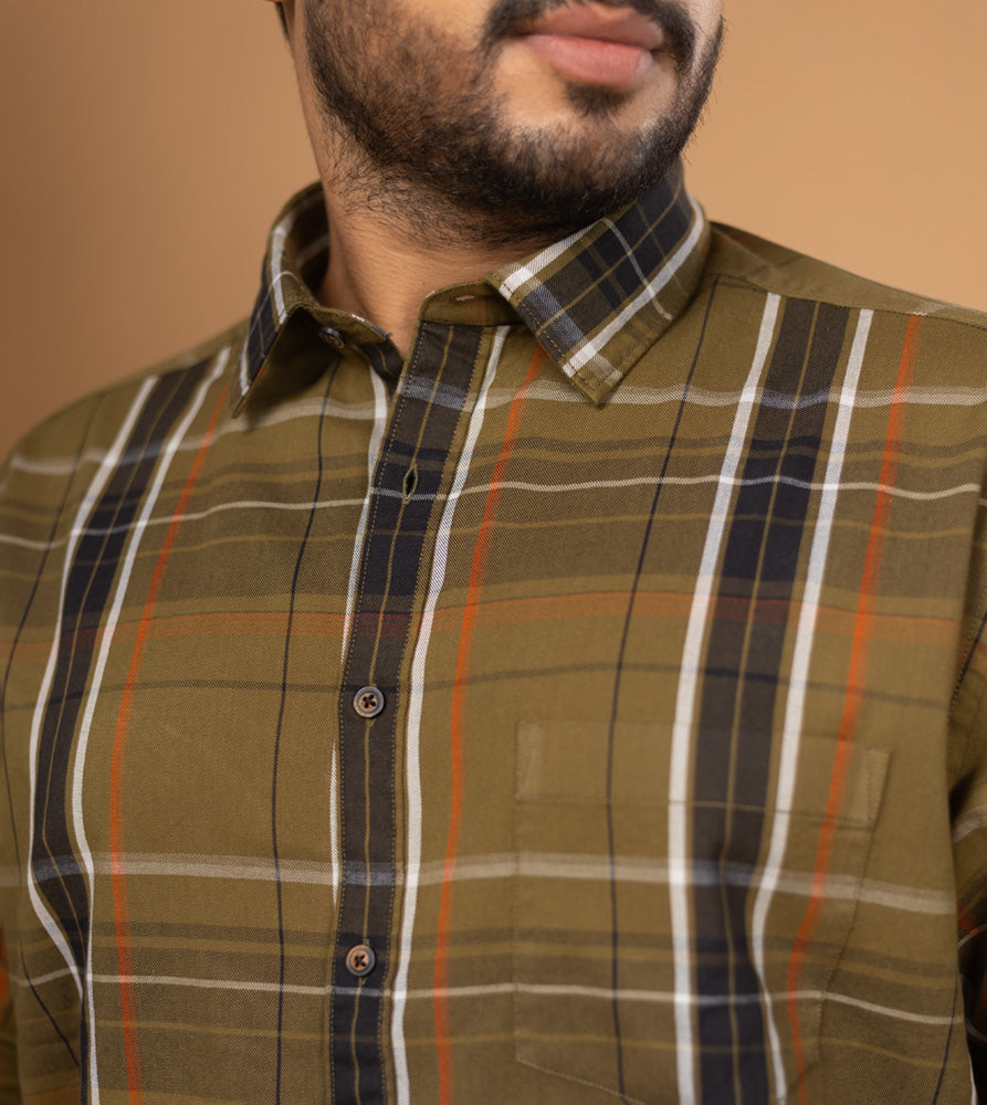 Plus Size Casual Shirt | 4XL - 10XL | 100% Cotton | Olive