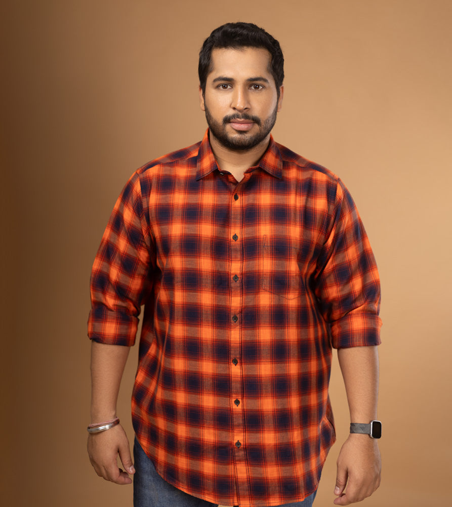 Plus Size Casual Shirt | 4XL - 10XL | 100% Cotton | Orange
