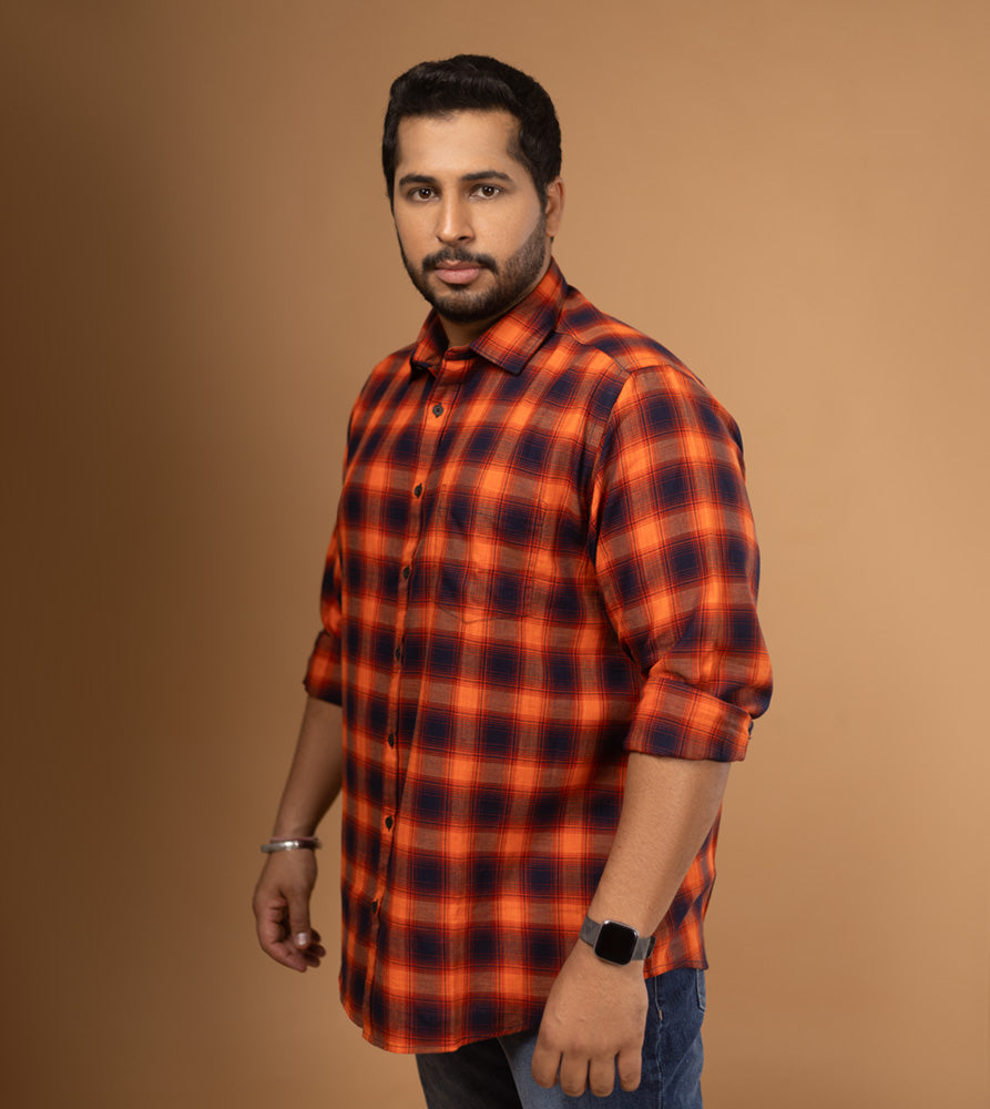 Plus Size Casual Shirt | 4XL - 10XL | 100% Cotton | Orange