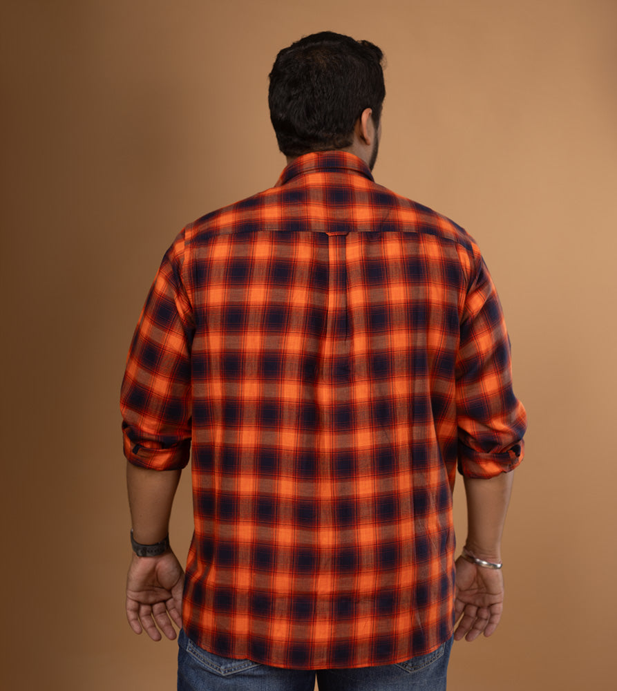 Plus Size Casual Shirt | 4XL - 10XL | 100% Cotton | Orange