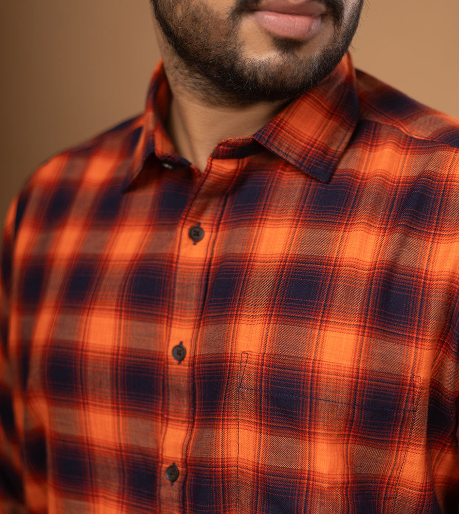 Plus Size Casual Shirt | 4XL - 10XL | 100% Cotton | Orange