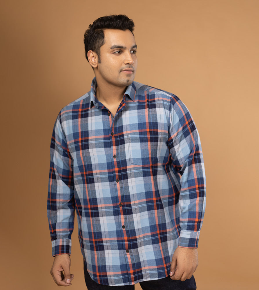 Plus Size Casual Shirt | 4XL - 10XL | 100% Cotton | Navy
