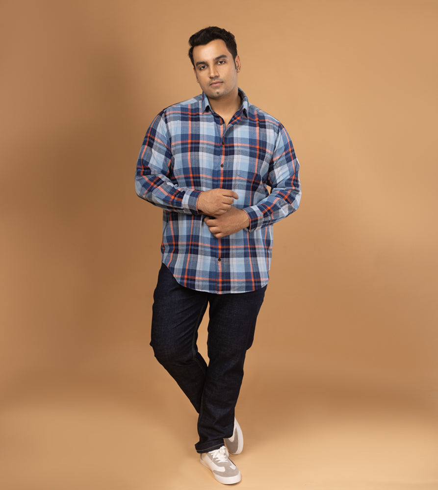 Plus Size Casual Shirt | 4XL - 10XL | 100% Cotton | Navy