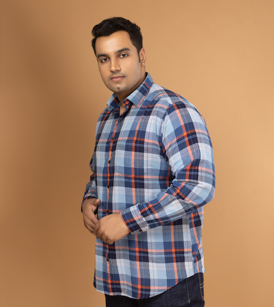 Plus Size Casual Shirt | 4XL - 10XL | 100% Cotton | Navy