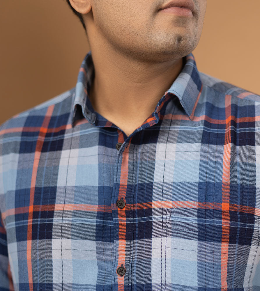 Plus Size Casual Shirt | 4XL - 10XL | 100% Cotton | Navy