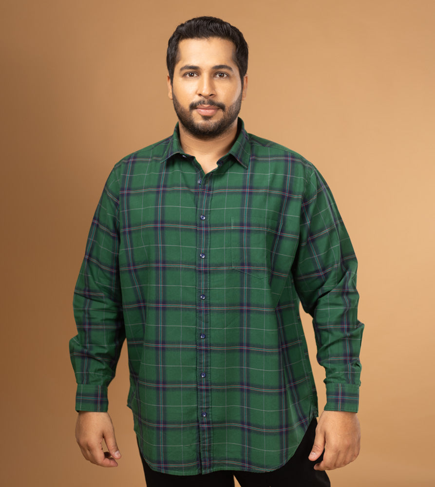 Plus Size Casual Shirt | 4XL - 10XL | 100% Cotton | Green