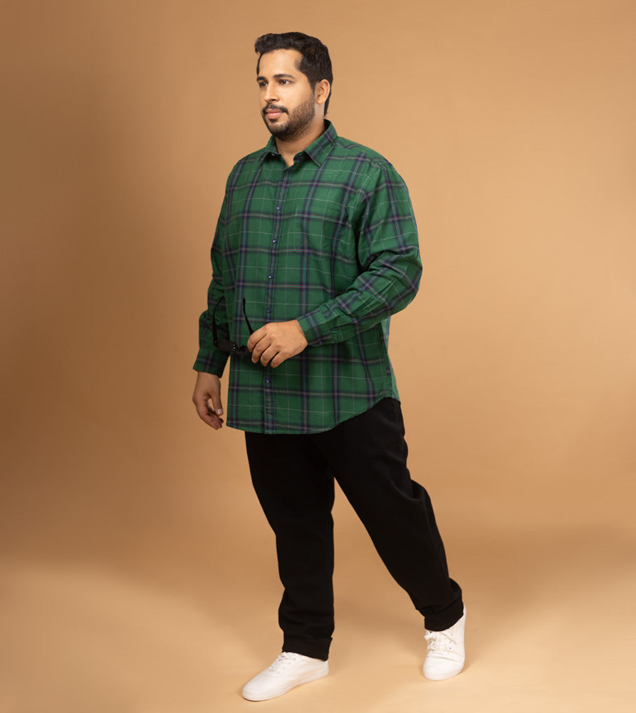 Plus Size Casual Shirt | 4XL - 10XL | 100% Cotton | Green