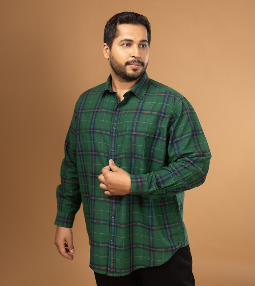 Plus Size Casual Shirt | 4XL - 10XL | 100% Cotton | Green