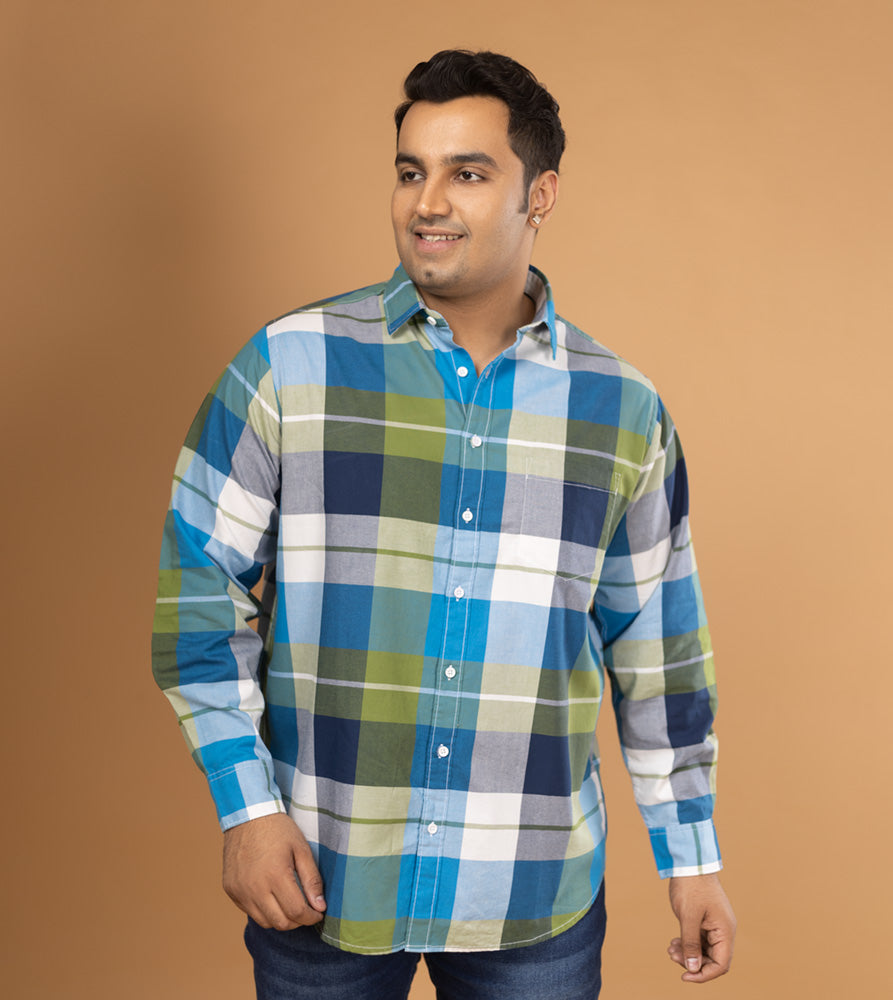 Plus Size Casual Shirt | 4XL - 10XL | 100% Cotton | Blue
