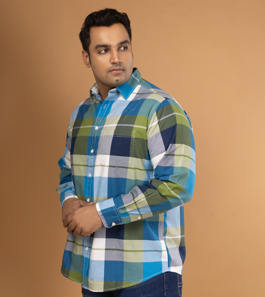 Plus Size Casual Shirt | 4XL - 10XL | 100% Cotton | Blue
