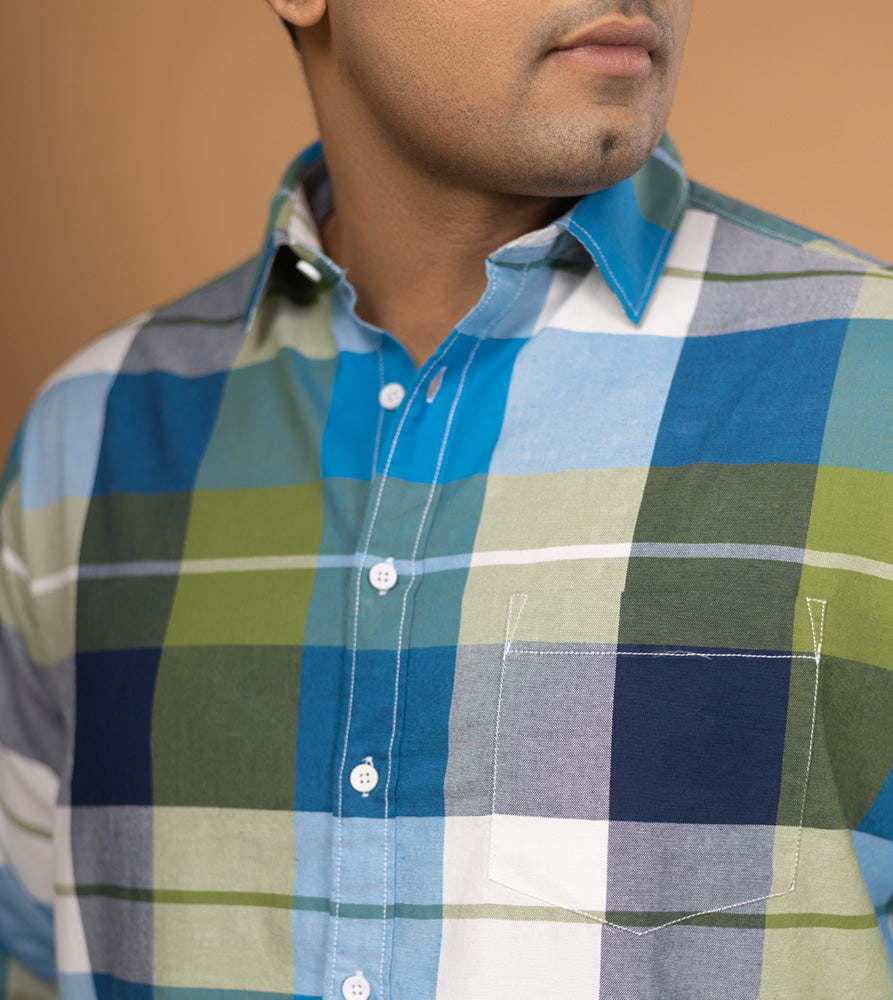 Plus Size Casual Shirt | 4XL - 10XL | 100% Cotton | Blue