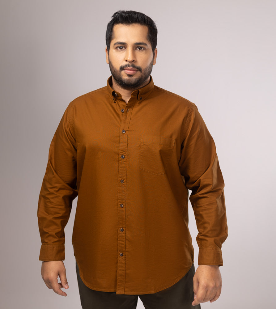 Plus Size Casual Shirt | 4XL - 10XL | 100% Cotton | Brown