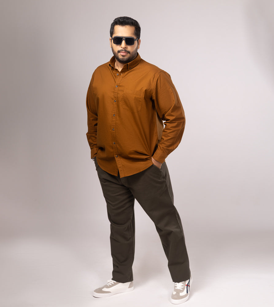 Plus Size Casual Shirt | 4XL - 10XL | 100% Cotton | Brown