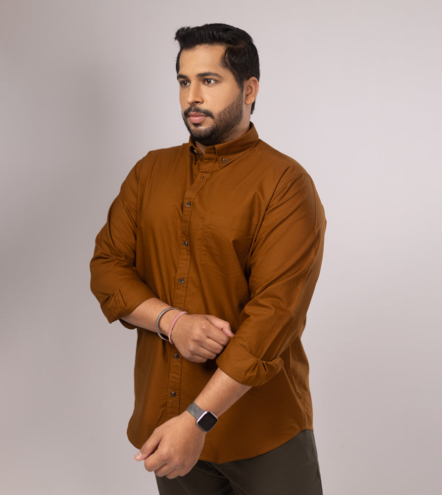 Plus Size Casual Shirt | 4XL - 10XL | 100% Cotton | Brown
