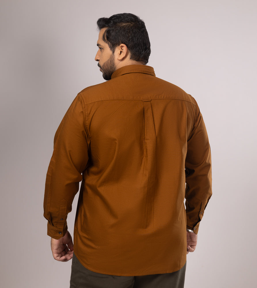 Plus Size Casual Shirt | 4XL - 10XL | 100% Cotton | Brown