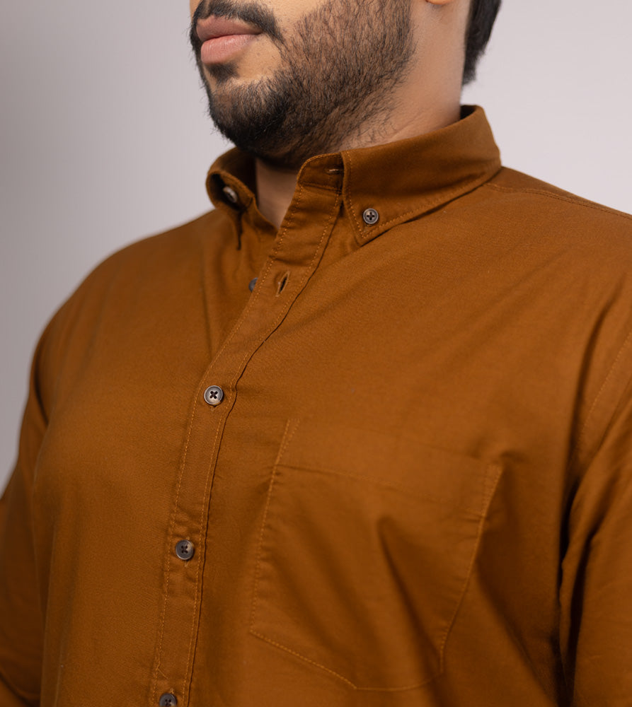 Plus Size Casual Shirt | 4XL - 10XL | 100% Cotton | Brown