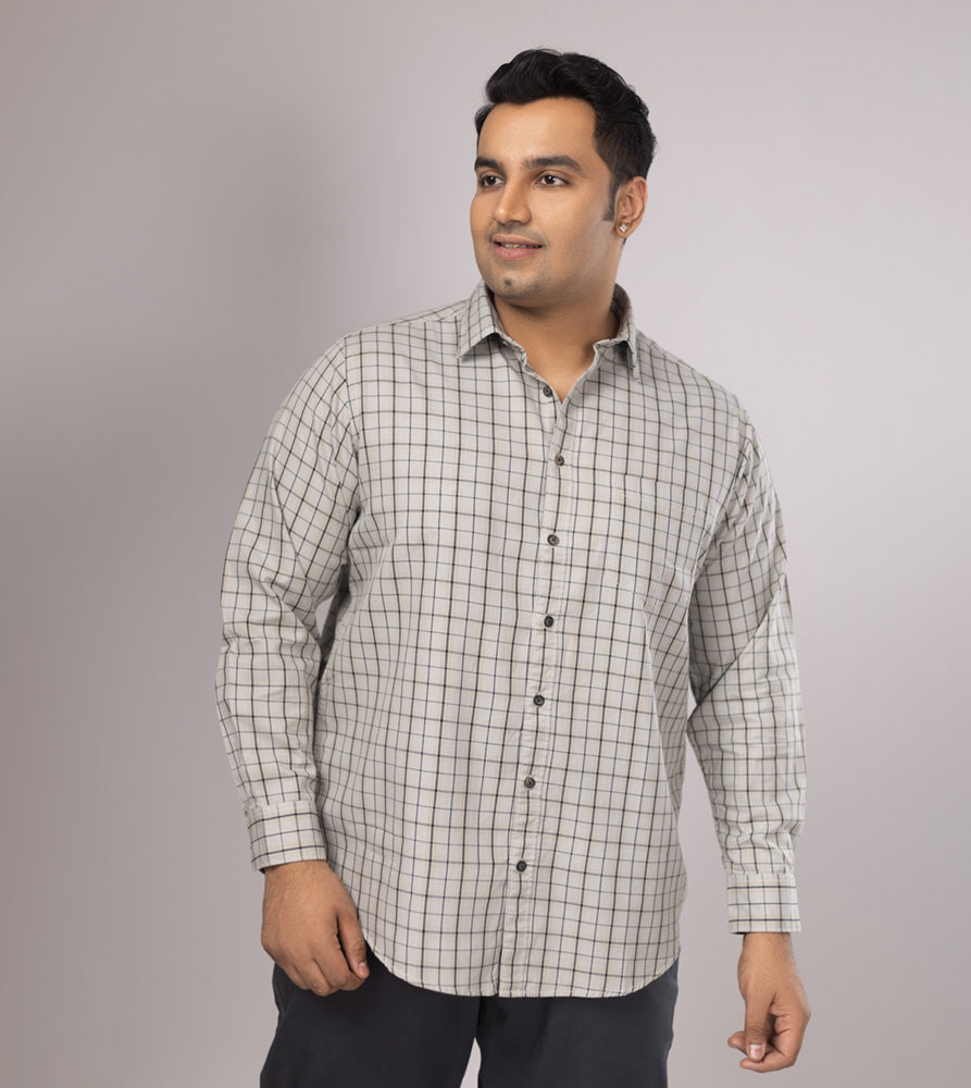Plus Size Casual Shirt | 4XL - 10XL | 100% Cotton | Cream