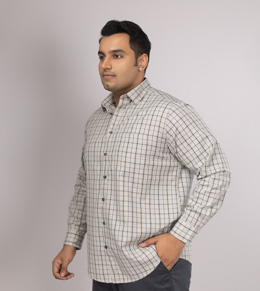 Plus Size Casual Shirt | 4XL - 10XL | 100% Cotton | Cream