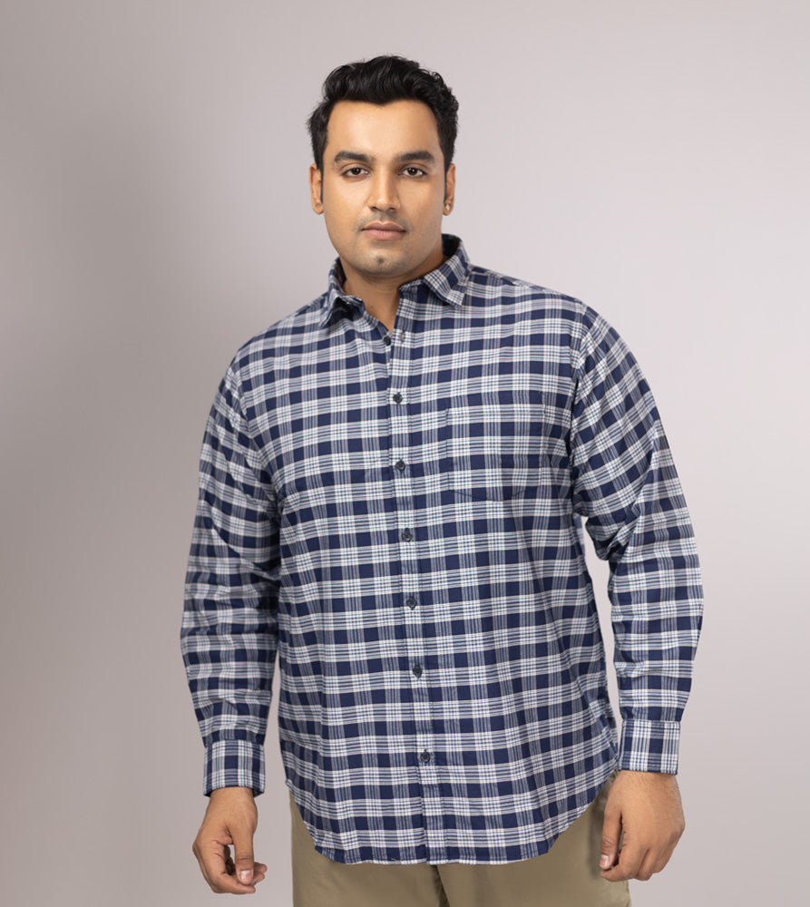 Plus Size Casual Shirt | 4XL - 10XL | 100% Cotton | Navy