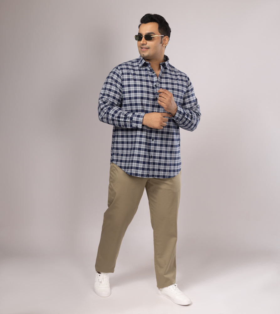 Plus Size Casual Shirt | 4XL - 10XL | 100% Cotton | Navy