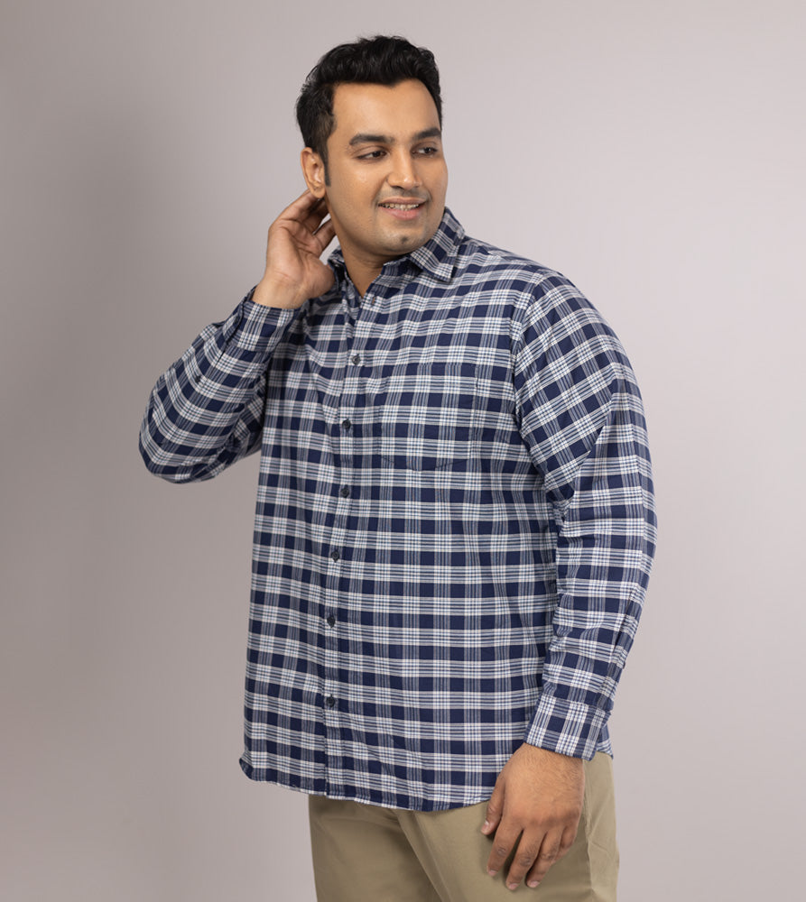 Plus Size Casual Shirt | 4XL - 10XL | 100% Cotton | Navy