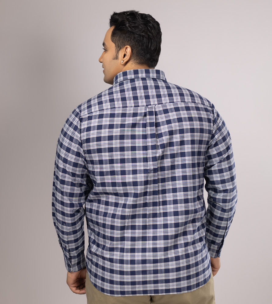 Plus Size Casual Shirt | 4XL - 10XL | 100% Cotton | Navy