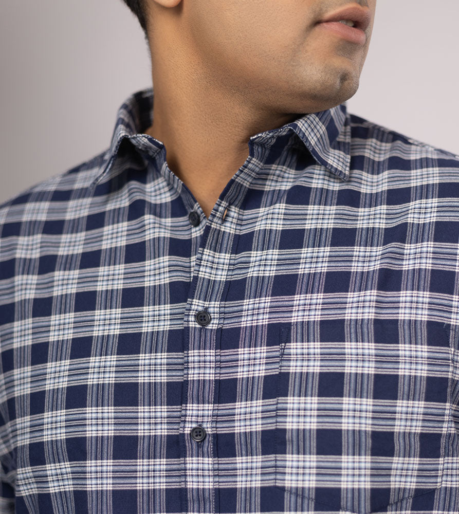 Plus Size Casual Shirt | 4XL - 10XL | 100% Cotton | Navy