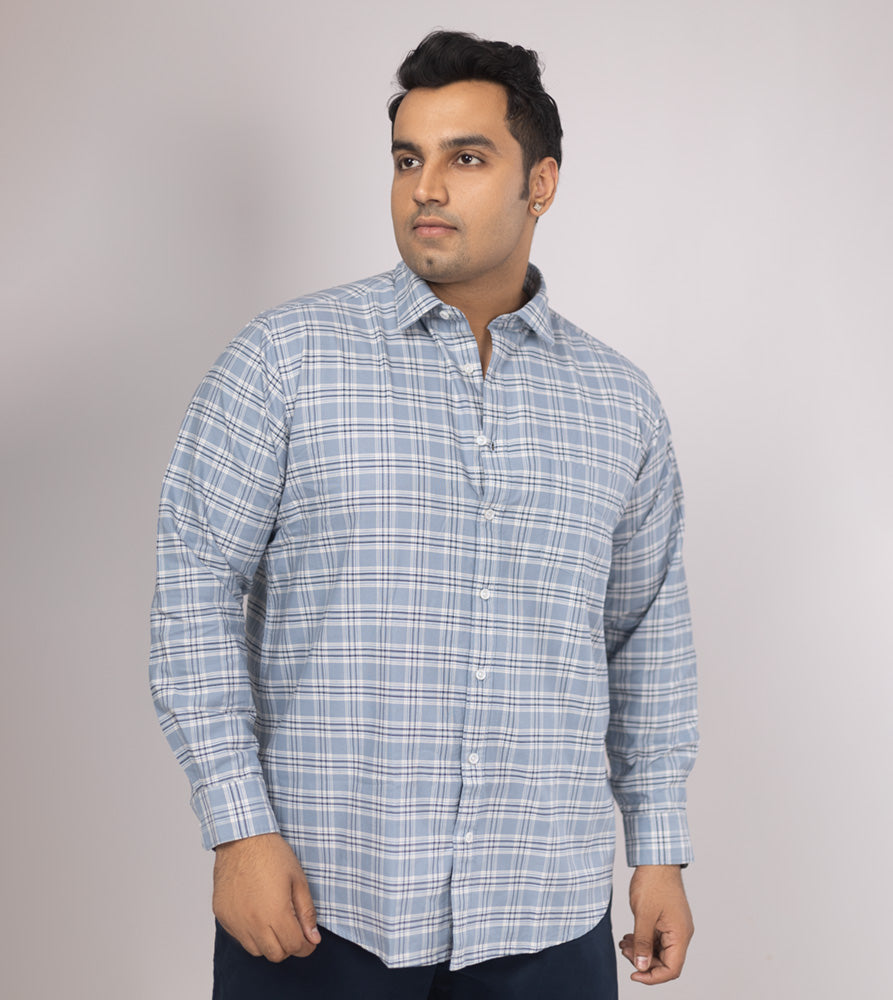 Plus Size Casual Shirt | 4XL - 10XL | 100% Cotton | Blue