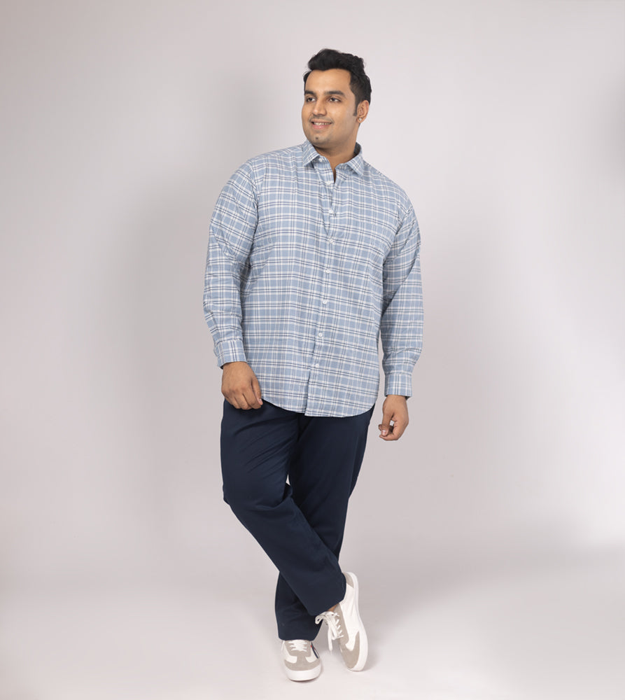 Plus Size Casual Shirt | 4XL - 10XL | 100% Cotton | Blue