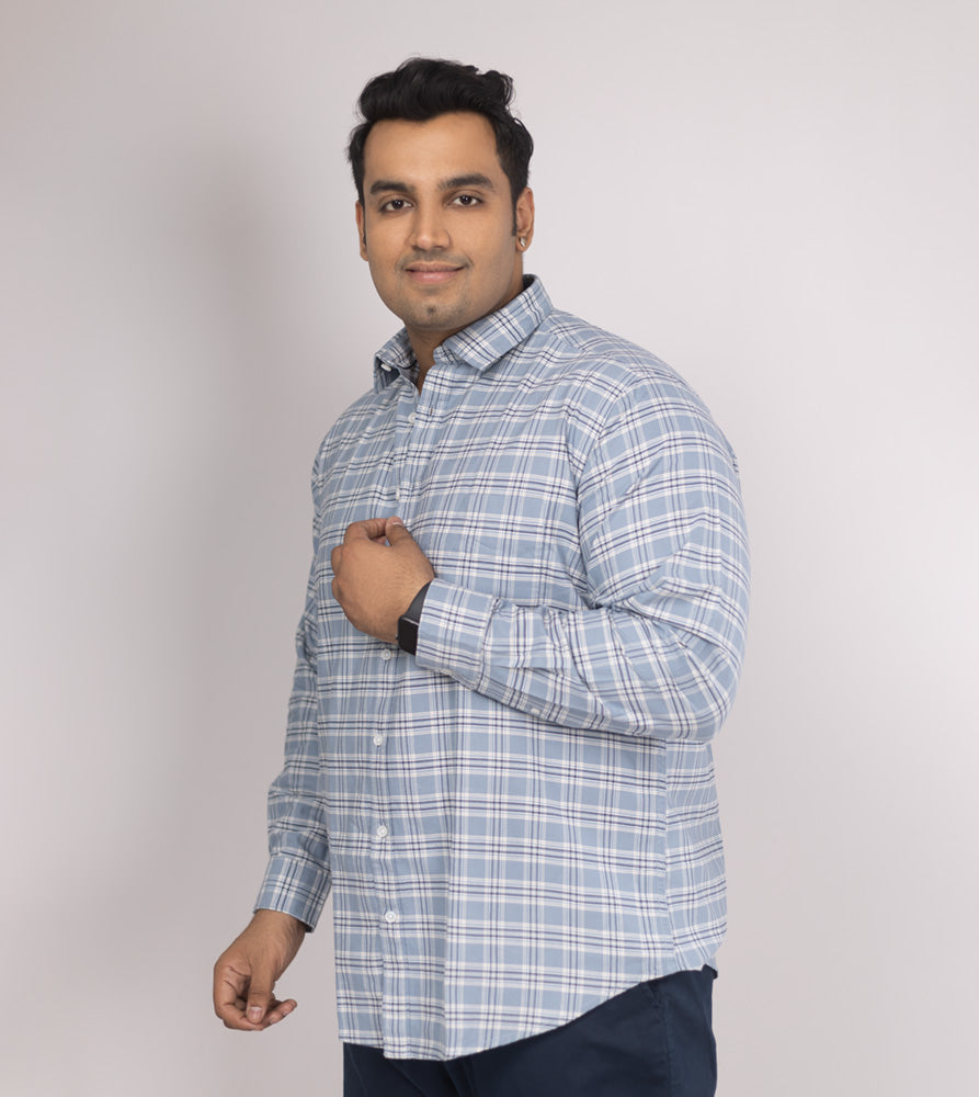 Plus Size Casual Shirt | 4XL - 10XL | 100% Cotton | Blue