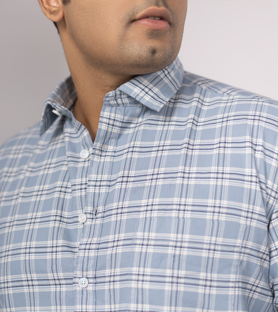 Plus Size Casual Shirt | 4XL - 10XL | 100% Cotton | Blue