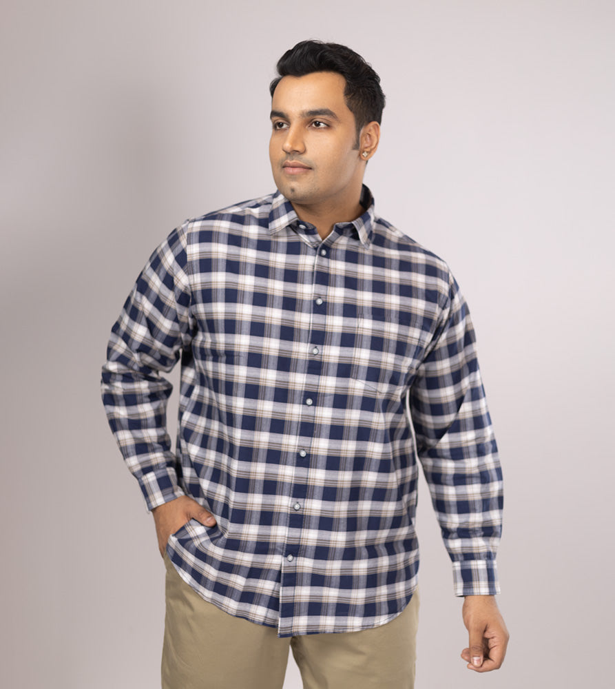 Plus Size Casual Shirt | 4XL - 10XL | 100% Cotton | Navy