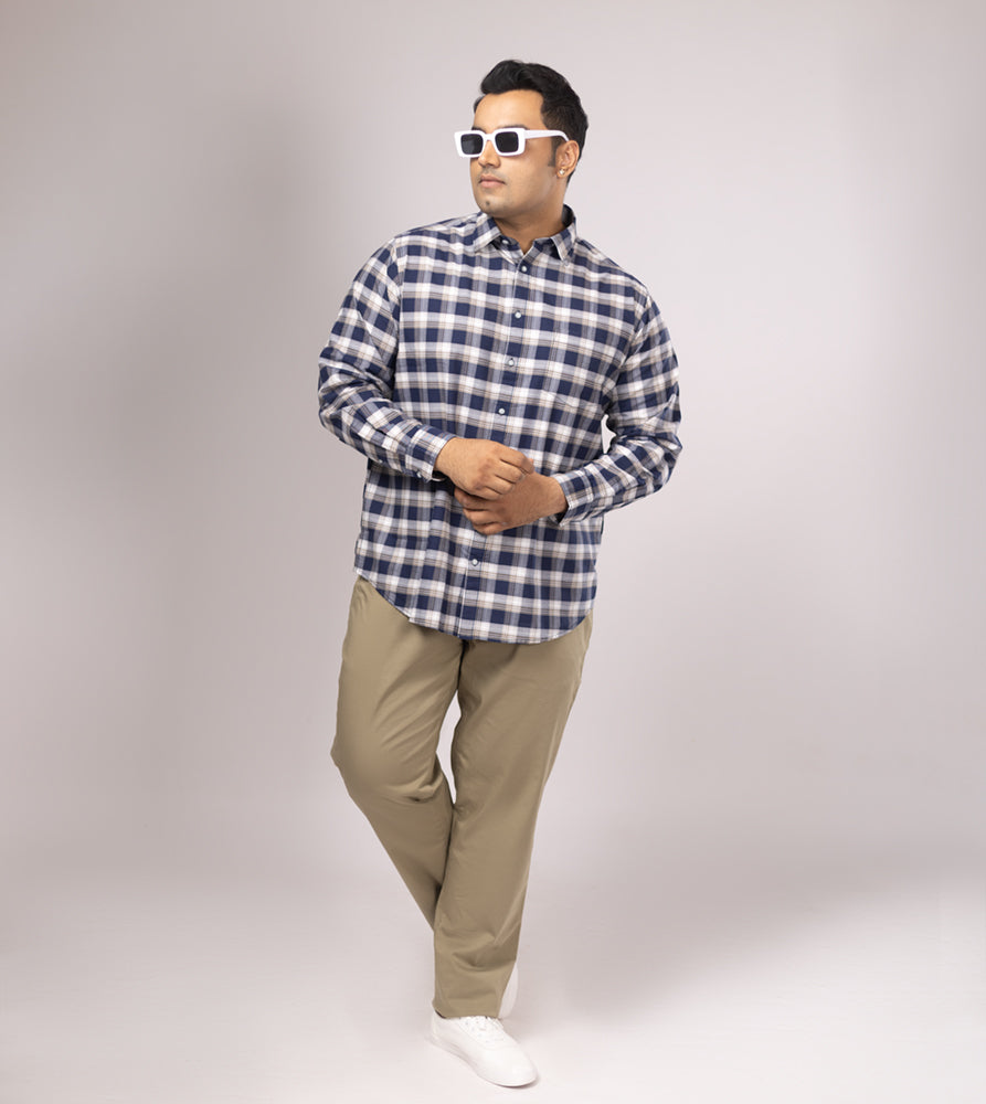 Plus Size Casual Shirt | 4XL - 10XL | 100% Cotton | Navy