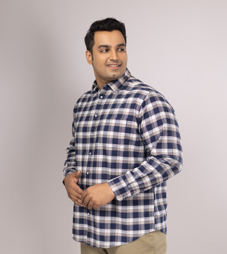 Plus Size Casual Shirt | 4XL - 10XL | 100% Cotton | Navy