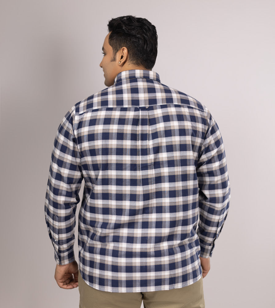 Plus Size Casual Shirt | 4XL - 10XL | 100% Cotton | Navy
