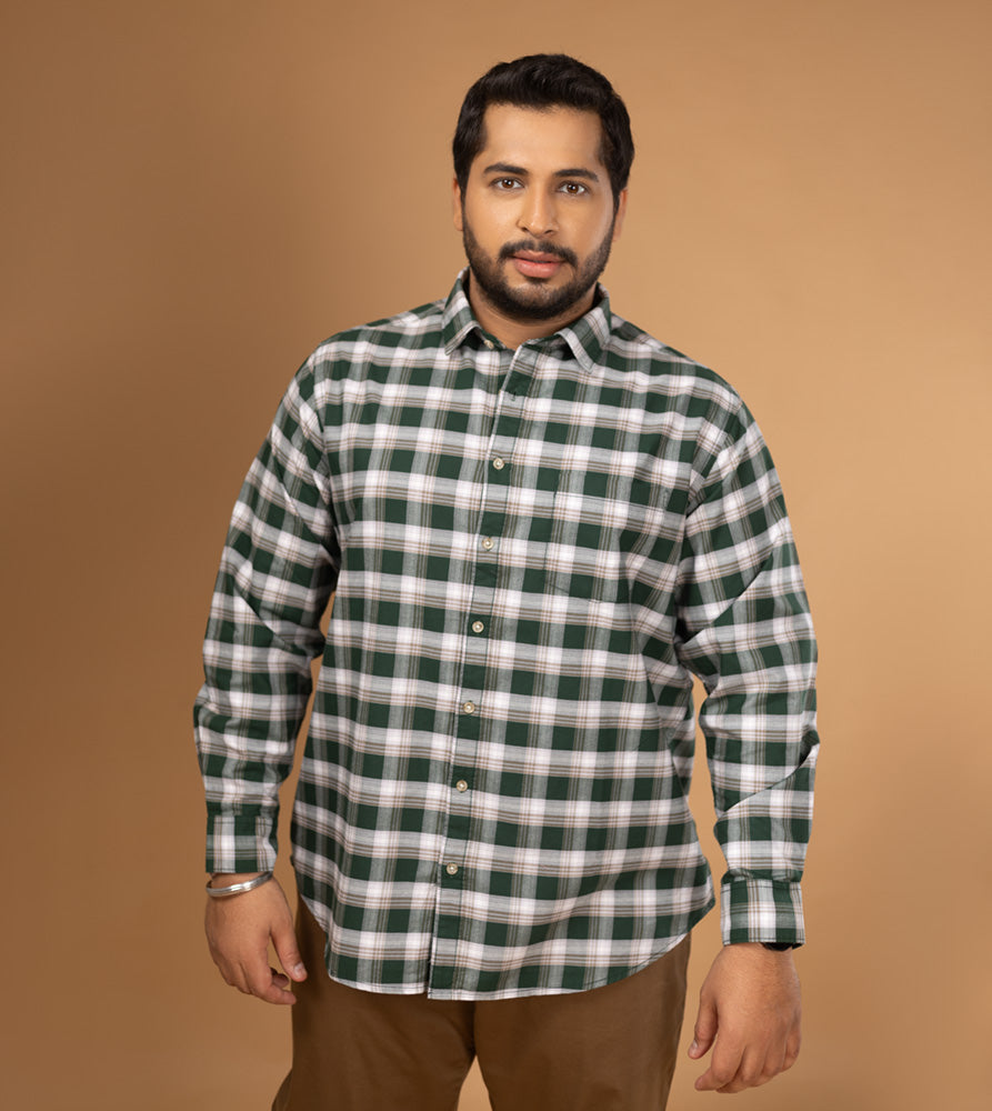 Plus Size Casual Shirt | 4XL - 10XL | 100% Cotton | Green