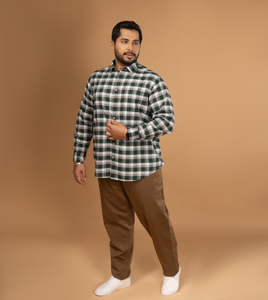 Plus Size Casual Shirt | 4XL - 10XL | 100% Cotton | Green