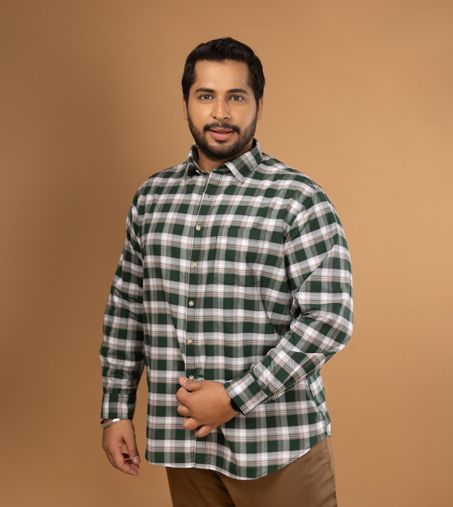Plus Size Casual Shirt | 4XL - 10XL | 100% Cotton | Green