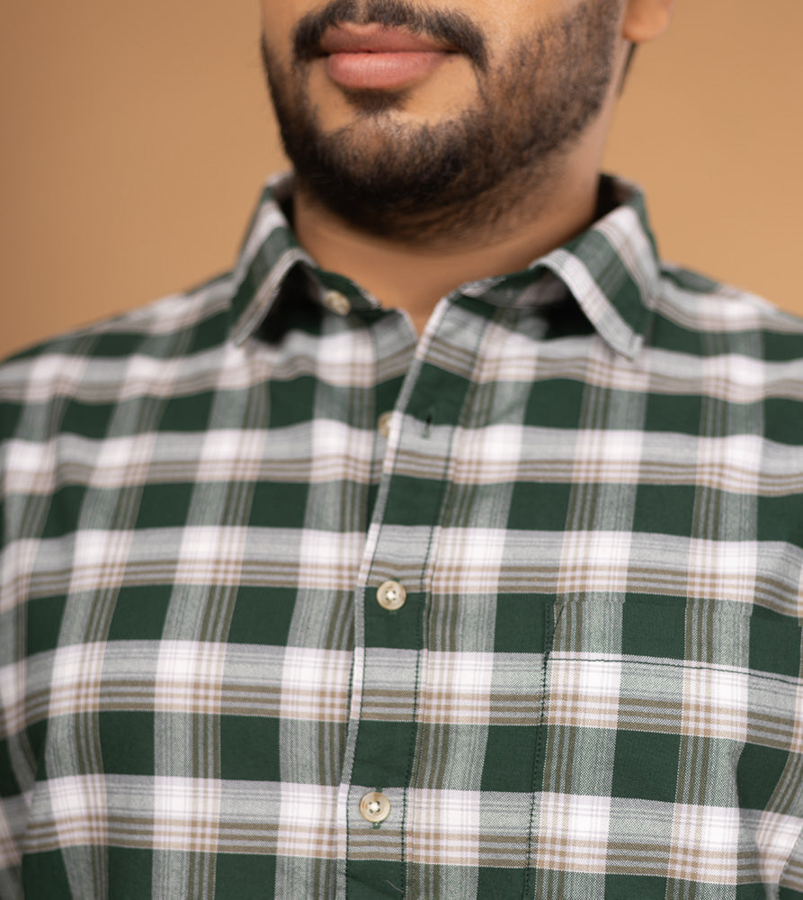 Plus Size Casual Shirt | 4XL - 10XL | 100% Cotton | Green