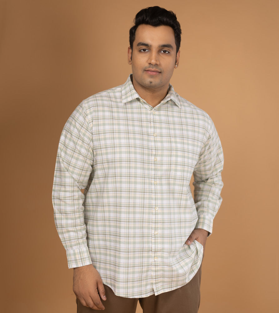 Plus Size Casual Shirt | 4XL - 10XL | 100% Cotton | Light Green
