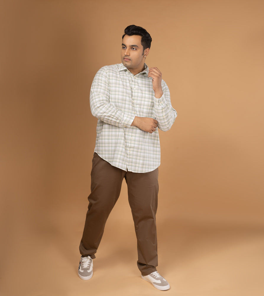 Plus Size Casual Shirt | 4XL - 10XL | 100% Cotton | Light Green